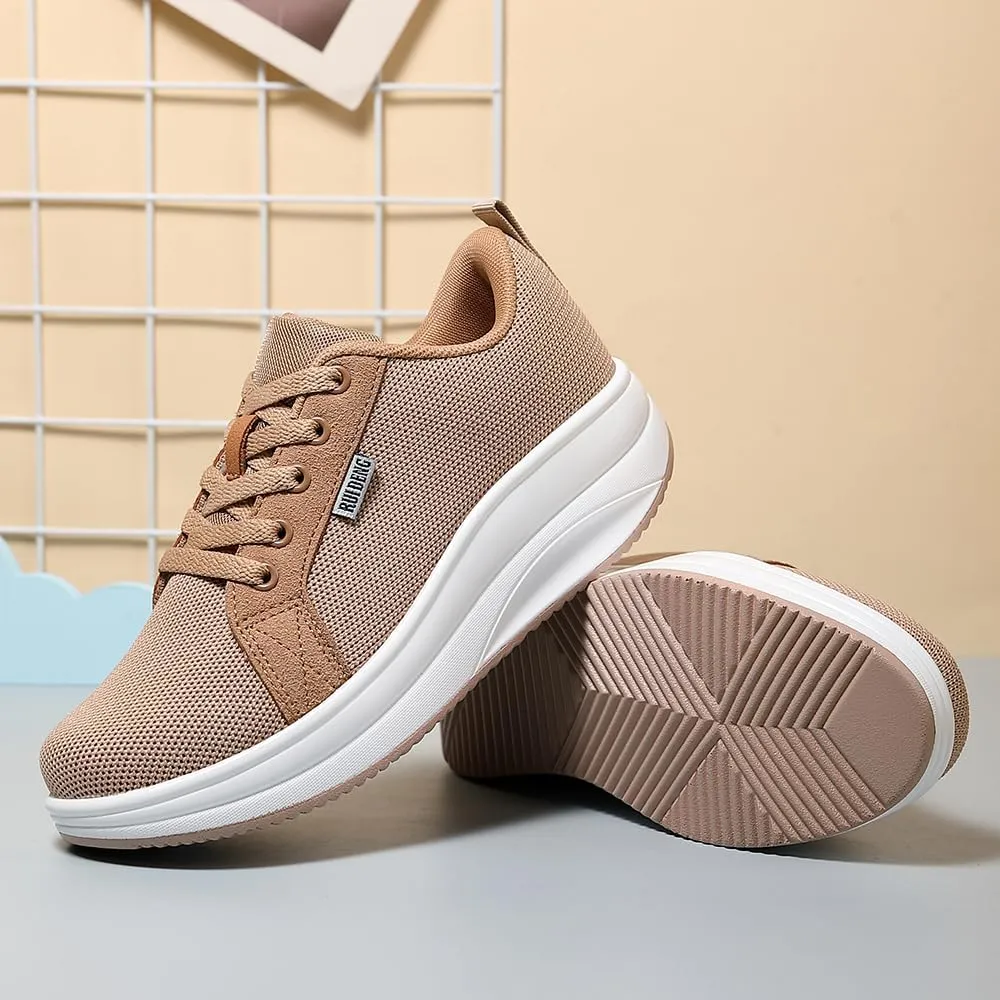 Oude Womens Walking Sneakers Comfy | Platform Shoes for Women Fashion | Stylish Standing All Day Rocker Bottom