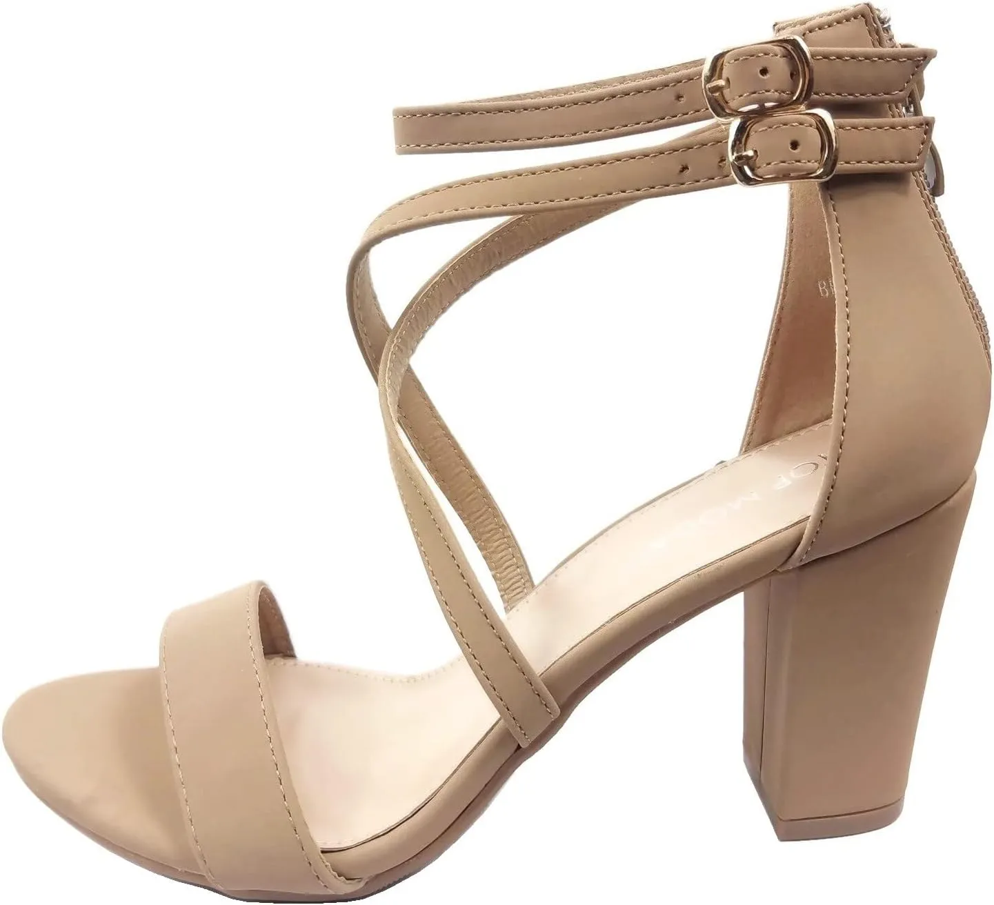Over The Toe Cross Strap Block Heel Open Toe Dress Sandal