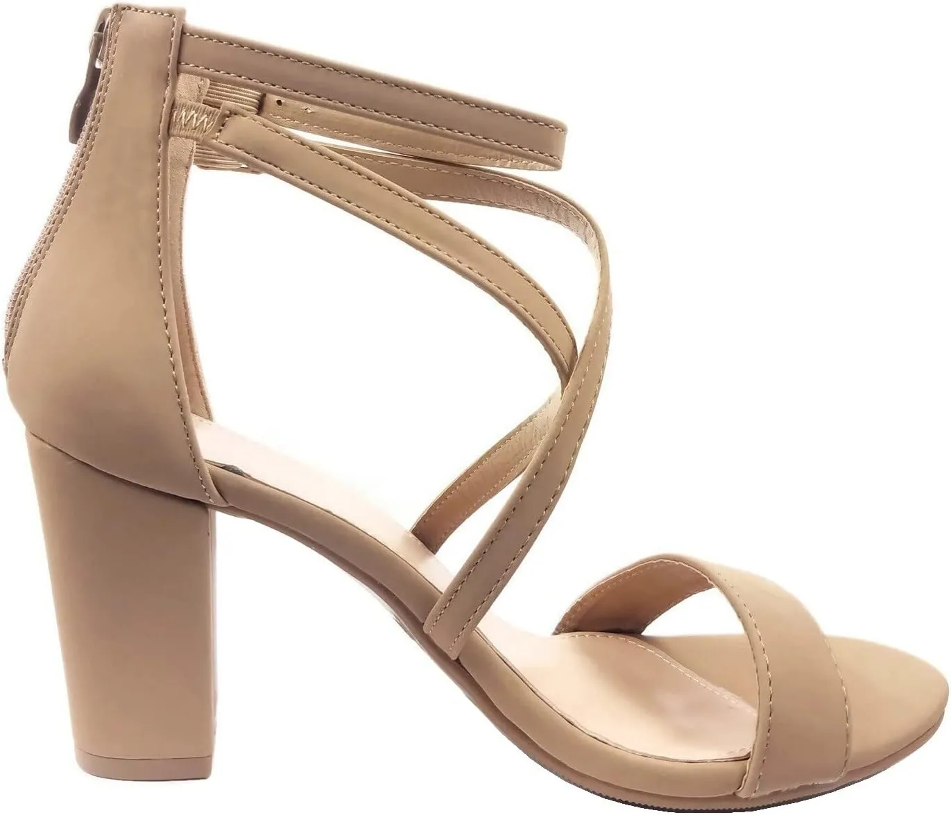 Over The Toe Cross Strap Block Heel Open Toe Dress Sandal