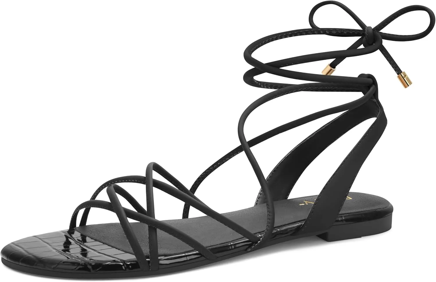 PARTY Women's Strappy Sandals Gladiator Lace Up Flats Summer Wrap Open Toe Tie Up Shoes