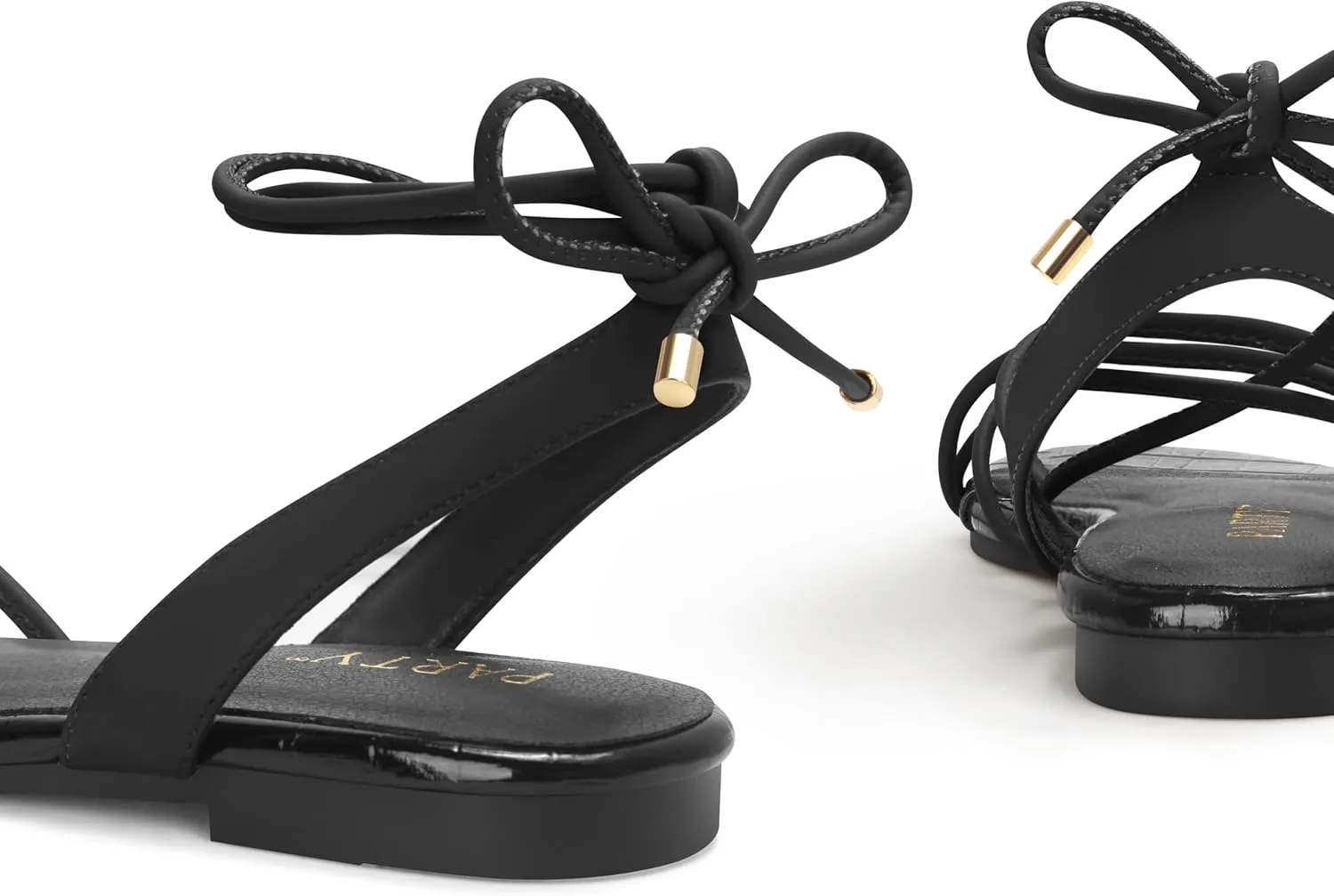 PARTY Women's Strappy Sandals Gladiator Lace Up Flats Summer Wrap Open Toe Tie Up Shoes
