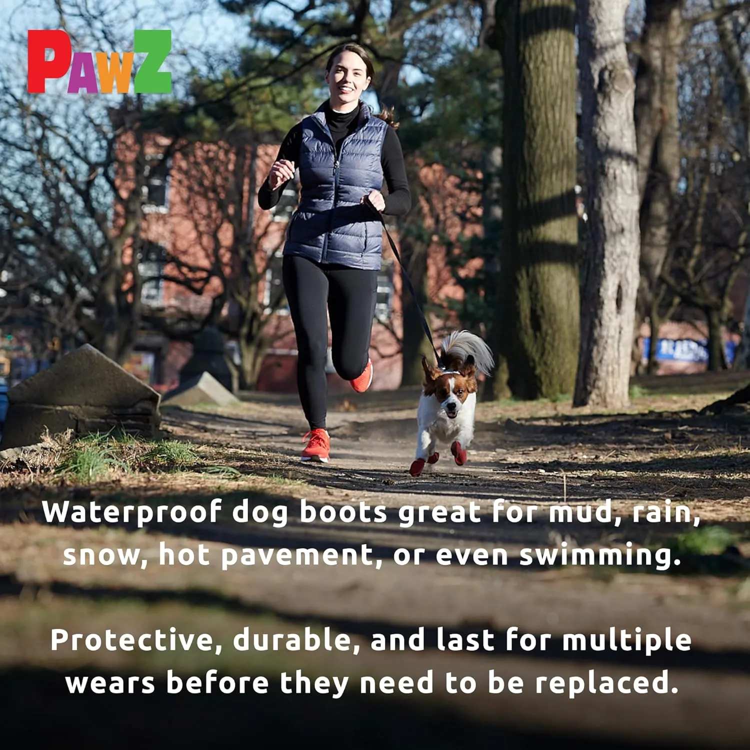 PawZ Rubber Dog Boots for Paws up to 2" - 2.5" - Dog Booties for Hot Pavement, Anti Slip Dog Socks, 12 Reusable Paws Waterproof Dog Boots, S, Black