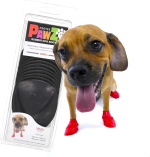 PawZ Rubber Dog Boots for Paws up to 2" - 2.5" - Dog Booties for Hot Pavement, Anti Slip Dog Socks, 12 Reusable Paws Waterproof Dog Boots, S, Black