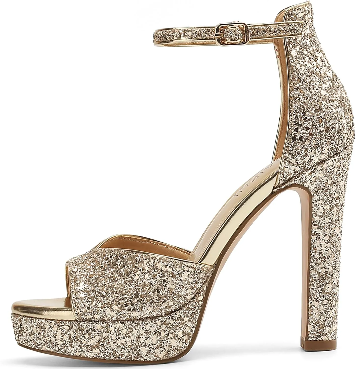 Pearl Rhinestone Heels Platform Block Sandals for Women Wedding Sandals for Bride Chunky Heels Bridal Shoes with Ankle Strap