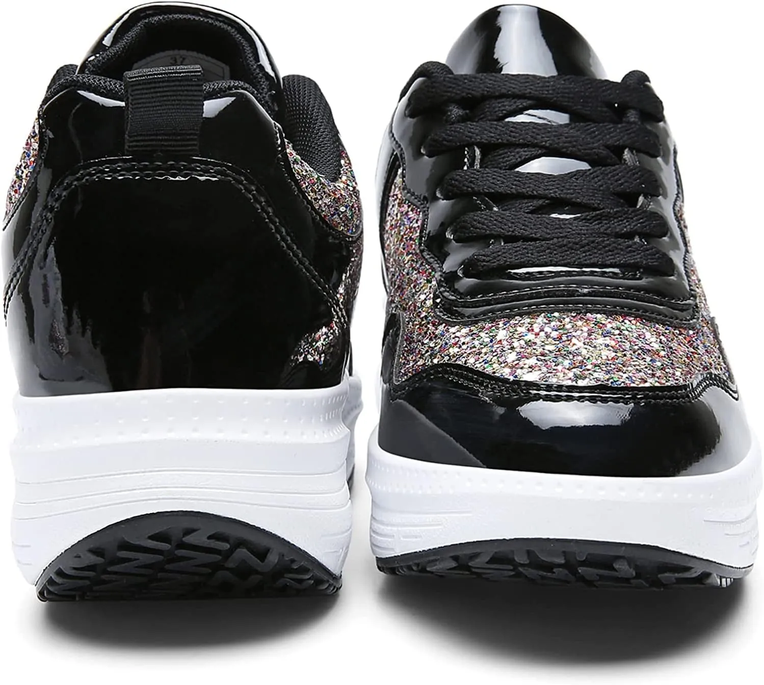 pearlzone Women's Fashion Casual Breathable Crystal Bling Lace Up Sport Shoes,Sparkly Sequin Lightweight Non Slip Comfort Sneakers