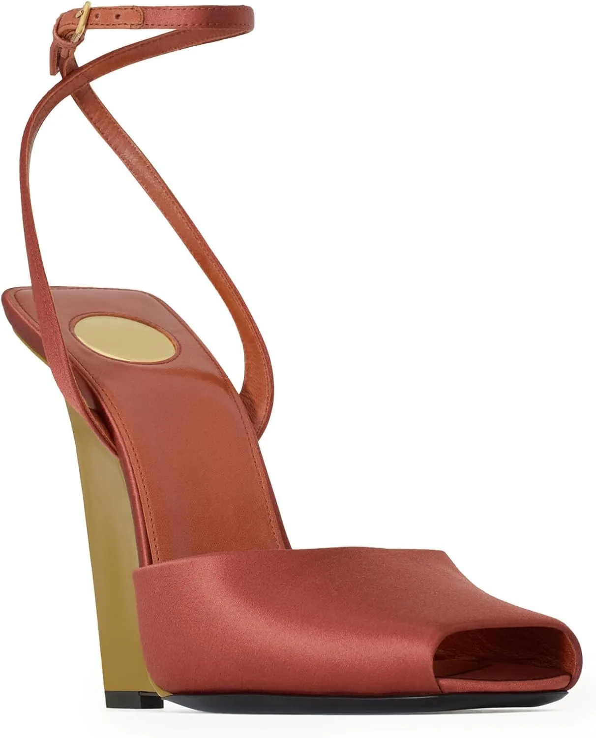 Peep Toe Wedges Sandals for Women Square Open Toe Buckle Ankle Strap Wedge Heels Patent Leather Slip-on Slingback Pumps Sexy Dressy Summer Shoes