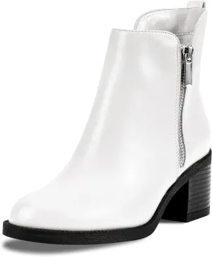 PIZZ ANNU Women's Fashion Ankle Boots Round Toe Low Chunky Block Heel Non-Slip Comfortable Short Boots Side Zipper Booties Shoes