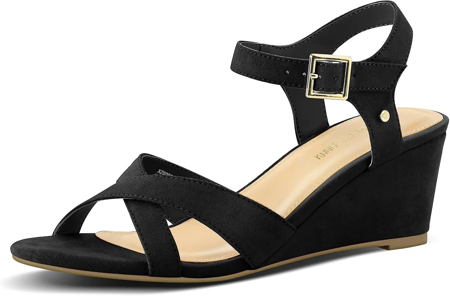 PIZZ ANNU Women's Wendy Low Wedge Sandals Ankle Strap Espadrille Open Toe Casual Summer Women Wedge Heels Shoes