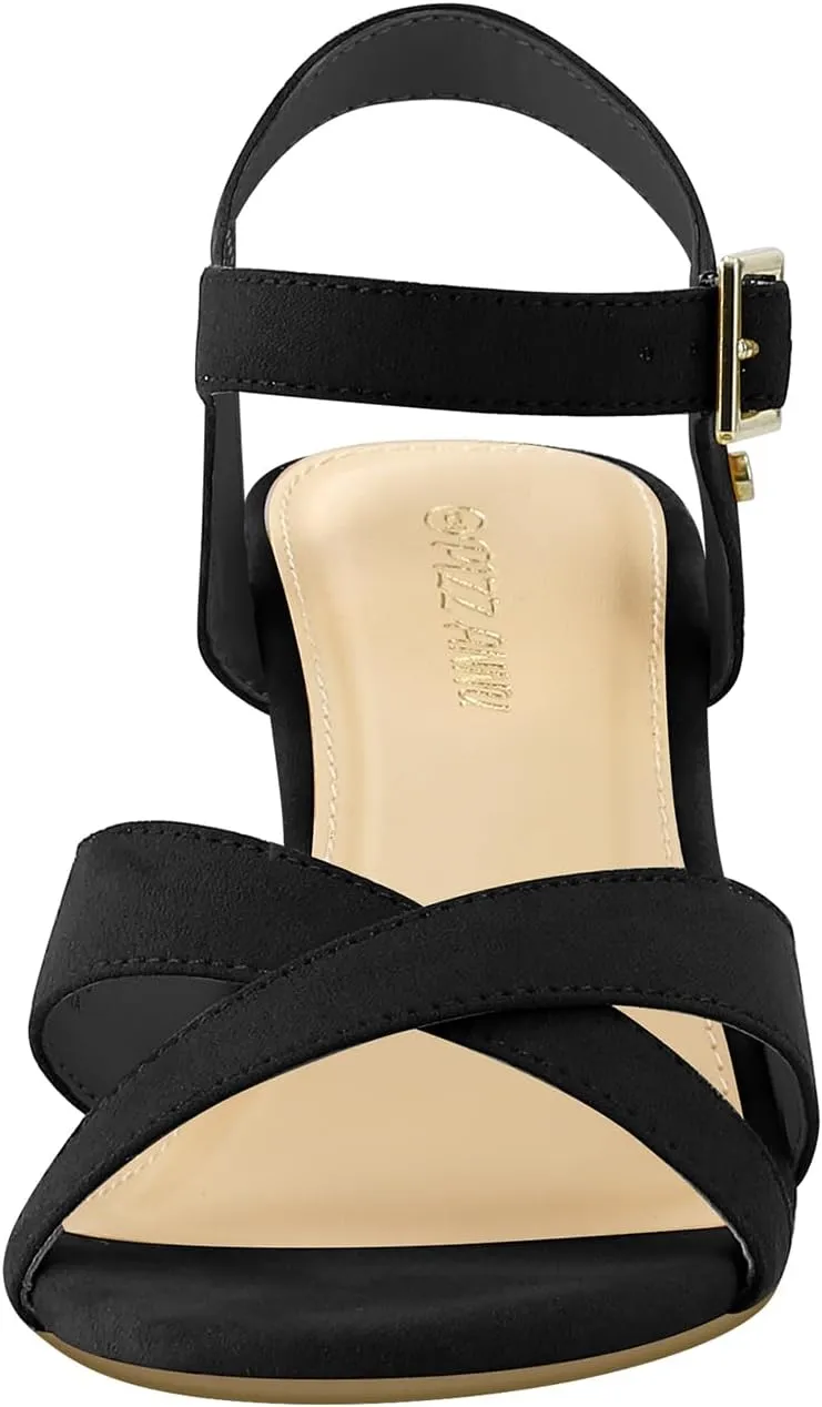PIZZ ANNU Women's Wendy Low Wedge Sandals Ankle Strap Espadrille Open Toe Casual Summer Women Wedge Heels Shoes