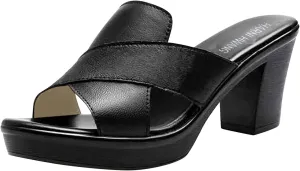 Platform Croc Women Block Heel Sandals Open Toe Dress Shoes Chunky Wedges Comfortable Heeled Sandals