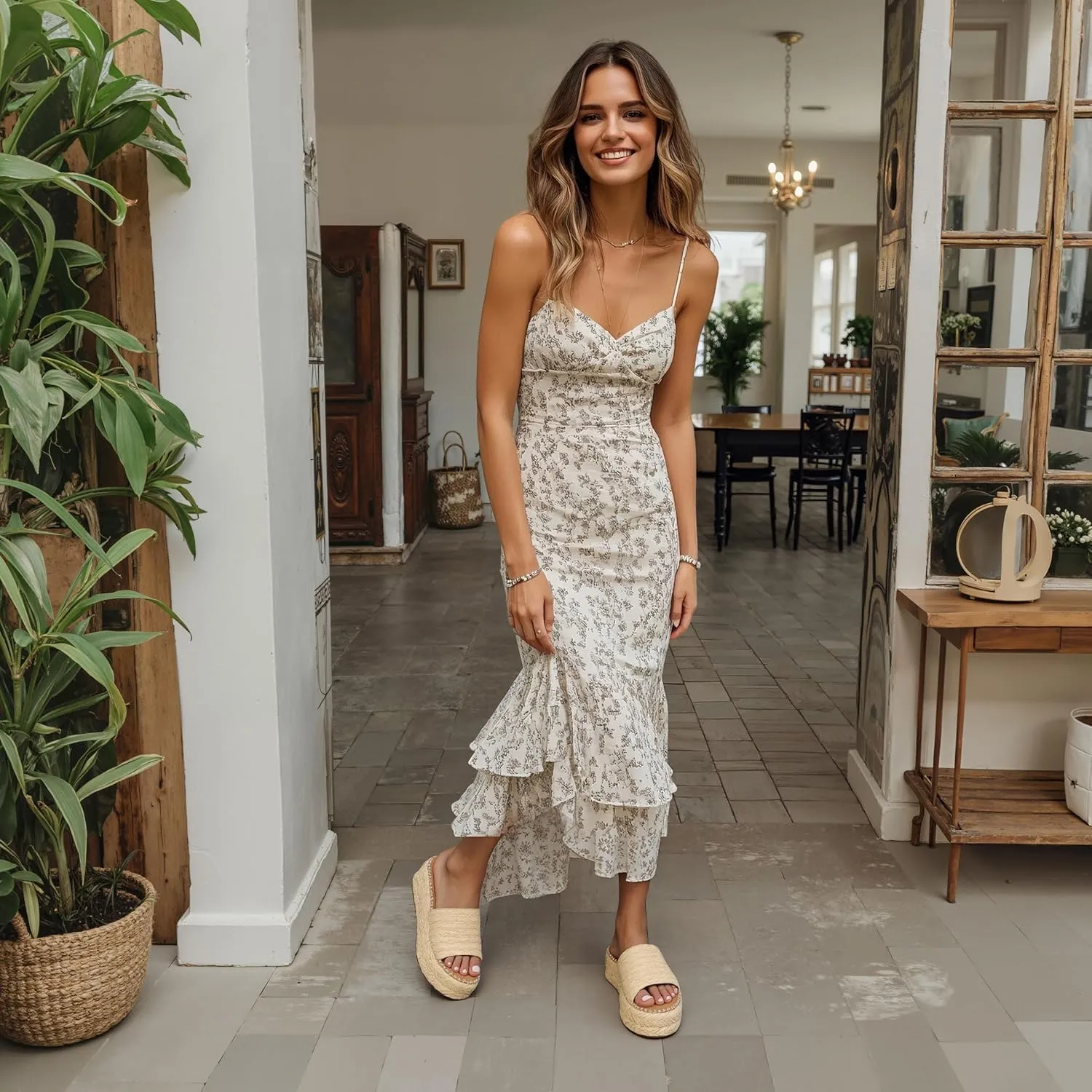 Platform Espadrilles Wedge Sandals for Women Summer Beach Vacation Cute Sandals Comfortable Raffia Slides