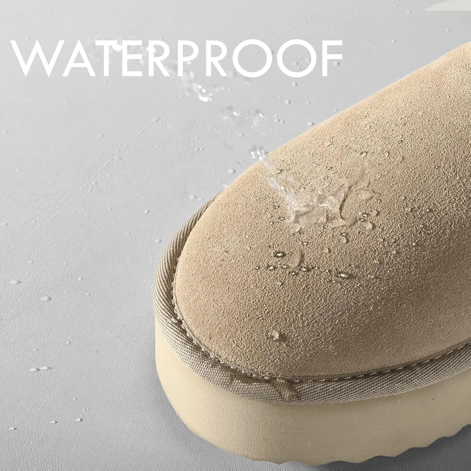 Platform Slippers for Women Genuine Suede Ankle Snow Boots Indoor Outdoor Winter Fur Slip On Mules