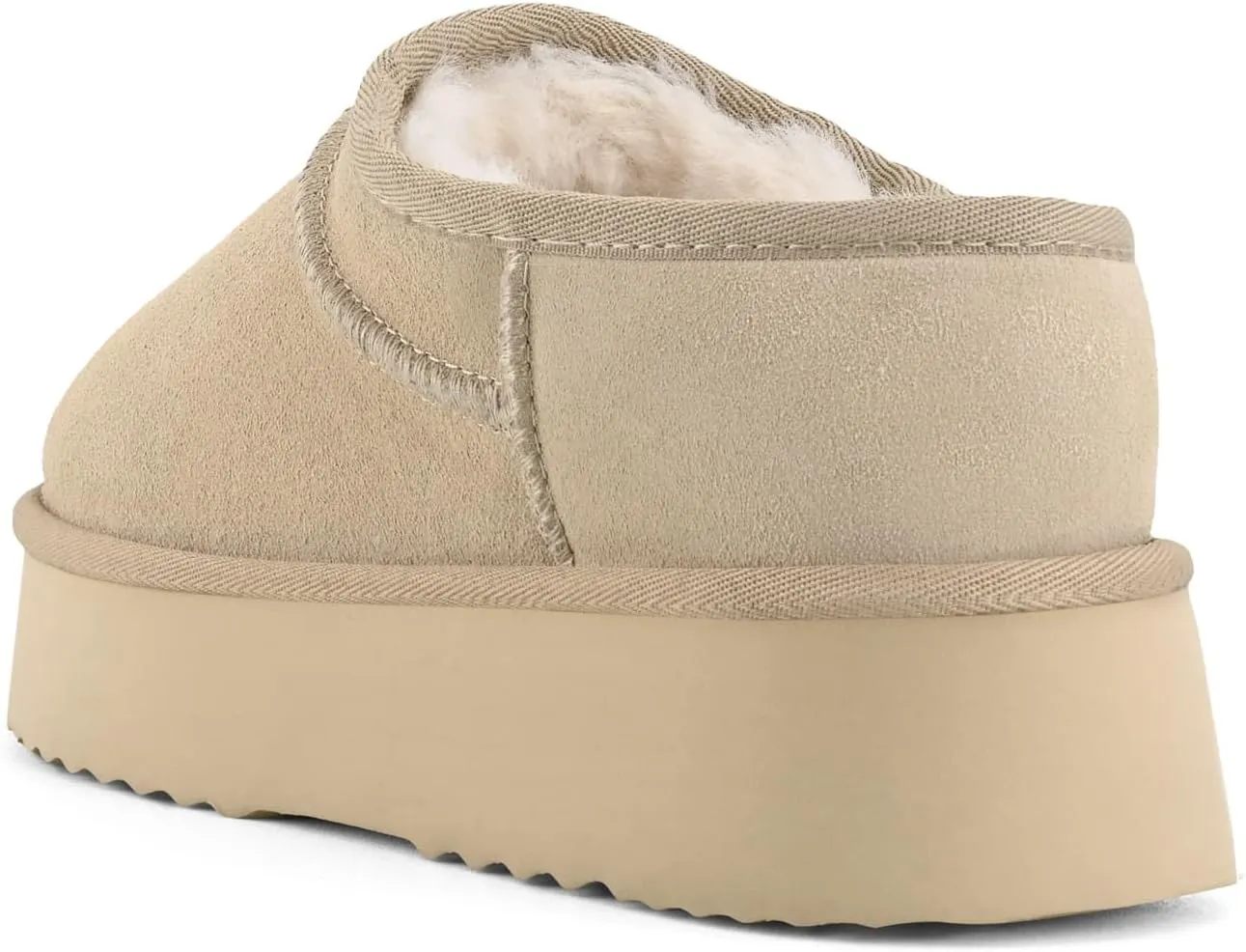 Platform Slippers for Women Genuine Suede Ankle Snow Boots Indoor Outdoor Winter Fur Slip On Mules