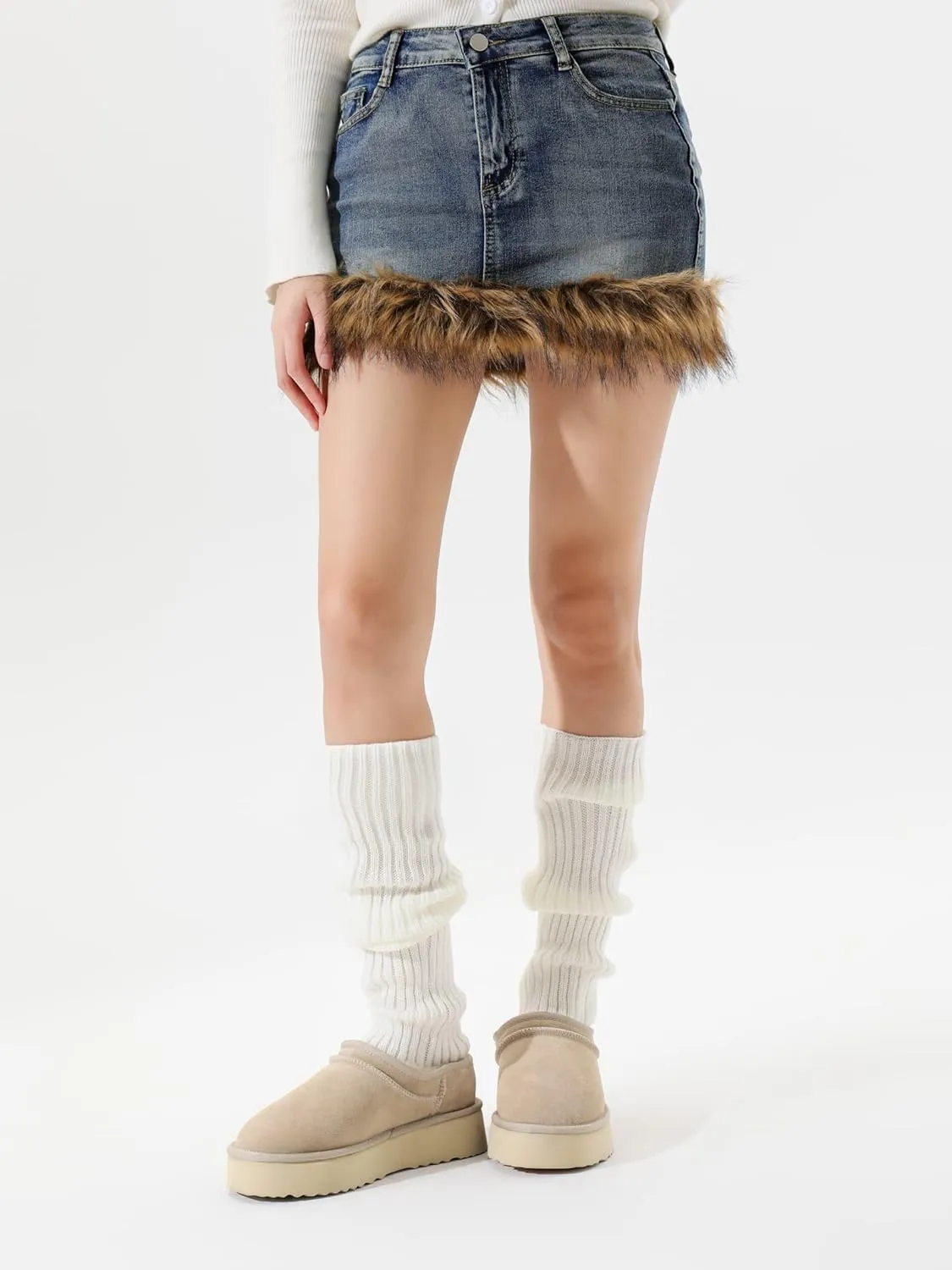 Platform Slippers for Women Genuine Suede Ankle Snow Boots Indoor Outdoor Winter Fur Slip On Mules