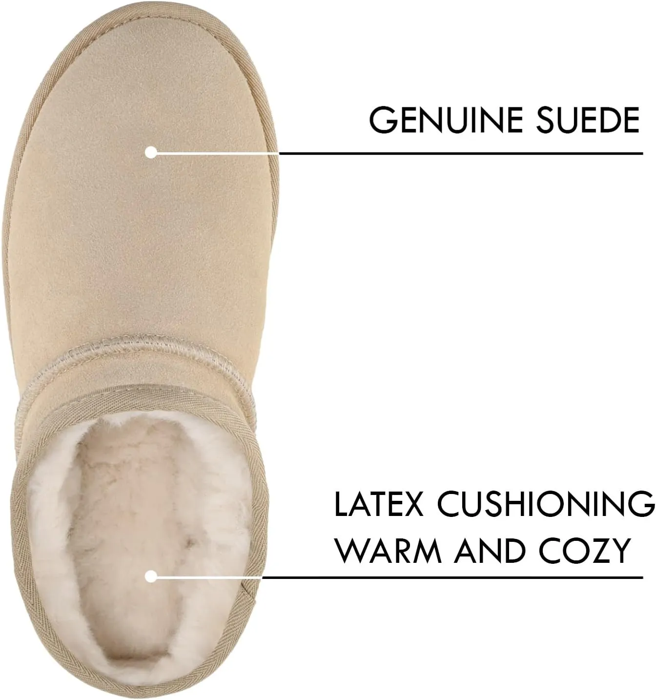 Platform Slippers for Women Genuine Suede Ankle Snow Boots Indoor Outdoor Winter Fur Slip On Mules