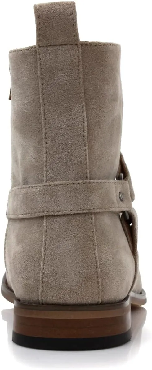 Polar Fox Mens Casual Engineer Zipper and Buckle Motorcycle Boots