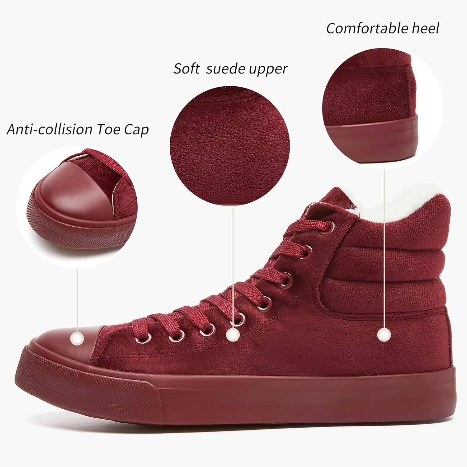 POVOGER High Top Sneakers for Women White Womens High Tops Canvas Shoes Black Fashion Sneakers Casual Lace up Tennis Shoes