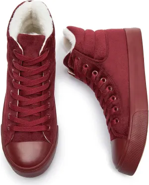 POVOGER High Top Sneakers for Women White Womens High Tops Canvas Shoes Black Fashion Sneakers Casual Lace up Tennis Shoes