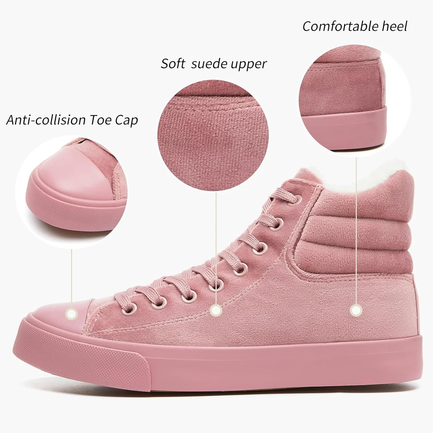 POVOGER High Top Sneakers for Women White Womens High Tops Canvas Shoes Black Fashion Sneakers Casual Lace up Tennis Shoes
