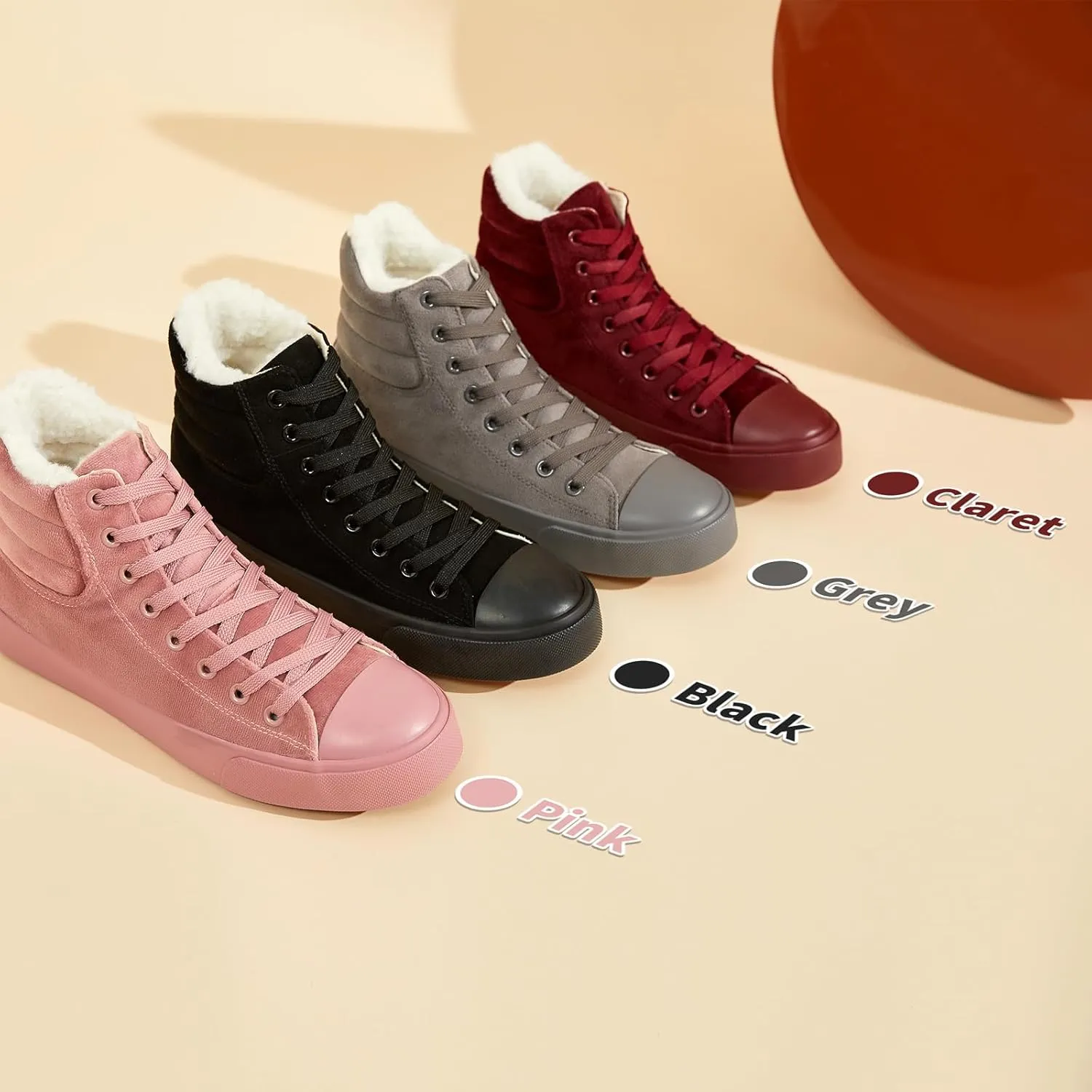 POVOGER High Top Sneakers for Women White Womens High Tops Canvas Shoes Black Fashion Sneakers Casual Lace up Tennis Shoes