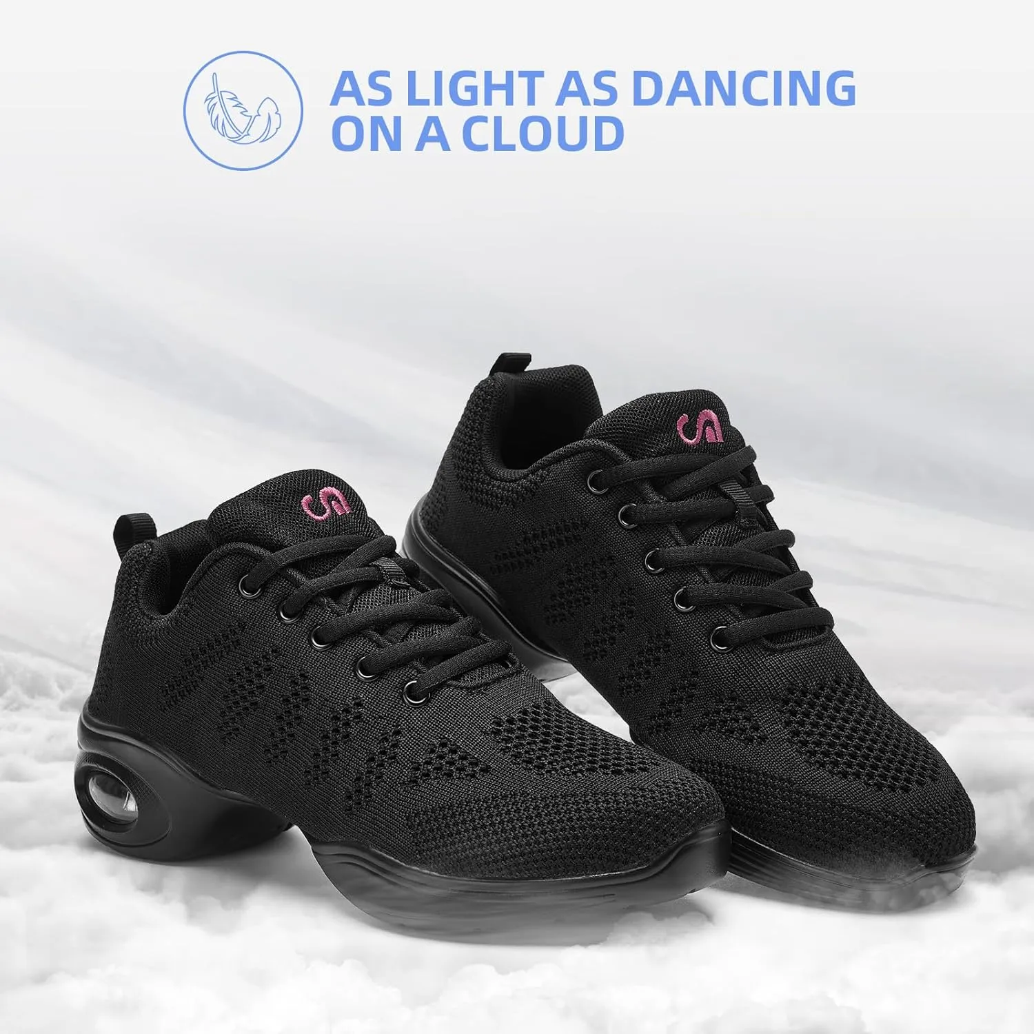 PPQ Women's Jazz Shoes Lace-up Sneakers Modern Dance Shoes Air Cushion Platform Walking Dance Shoes