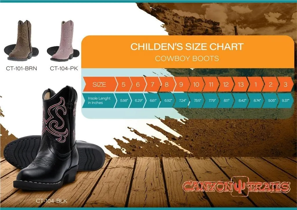 Premium Kids Cowboy Boots - Comfort Fit Toddler Cowboy Boots - Boys and Girls Cowboy Boots Durable & Stylish Western Wear for Young Riders