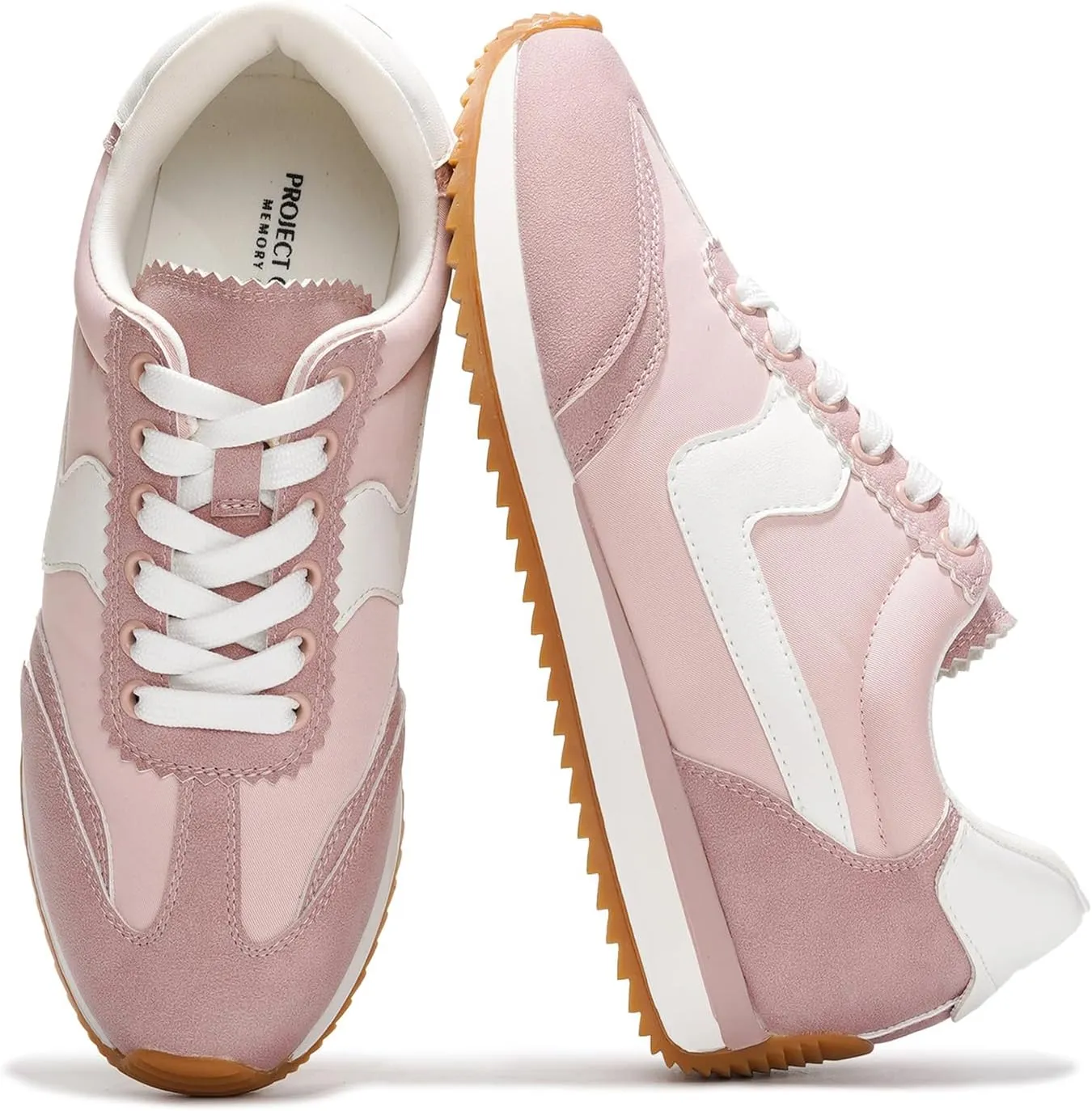 Project Cloud Fashion Sneakers for Women - Lace up Memory Foam Insole and Non-Slip Womens Shoes Dressy Casual Spring Shoes (Madison, Pink,7)
