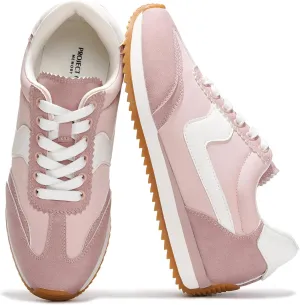 Project Cloud Fashion Sneakers for Women - Lace up Memory Foam Insole and Non-Slip Womens Shoes Dressy Casual Spring Shoes (Madison, Pink,7)