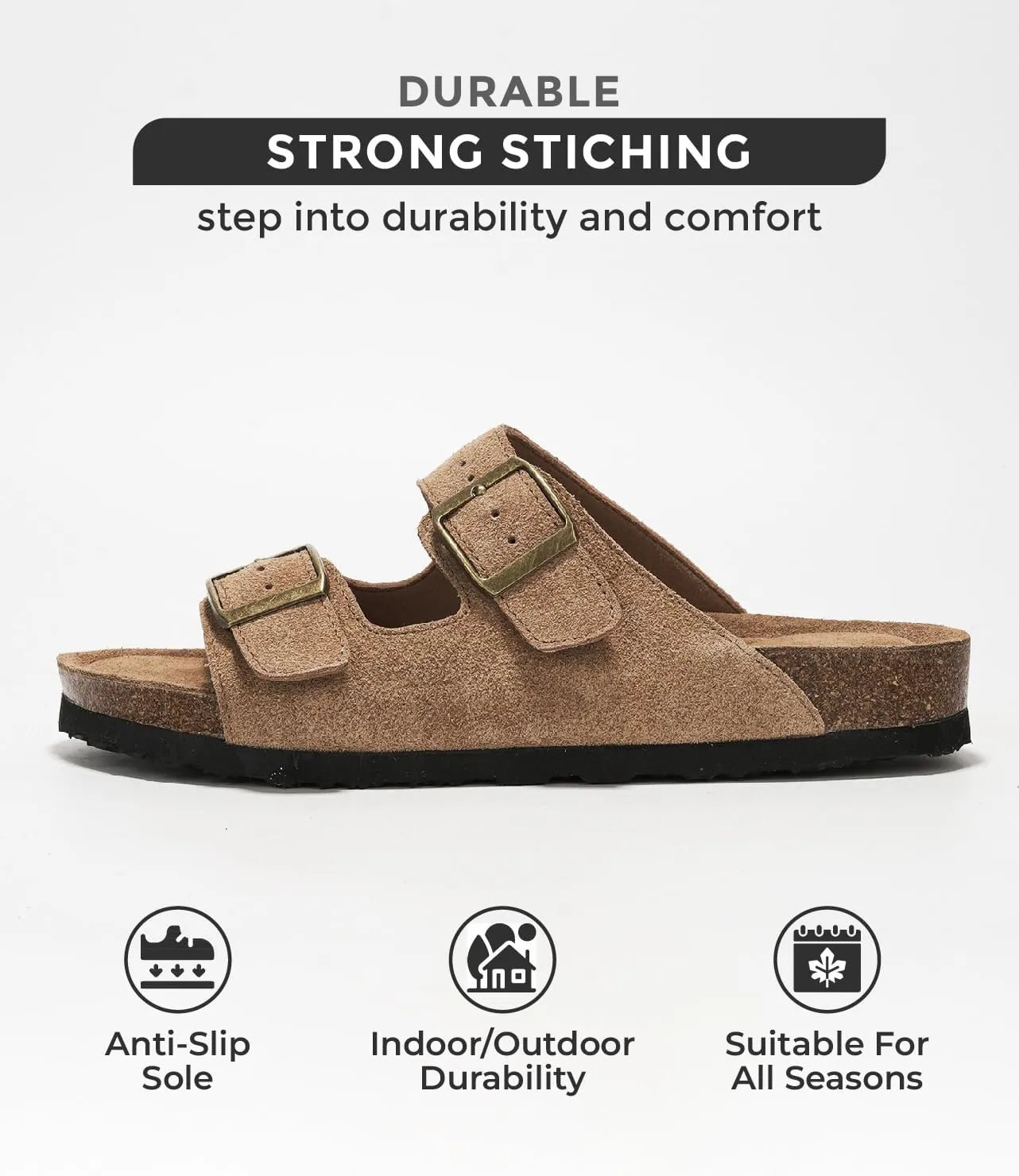 Project Cloud Genuine Leather Flat Sandals Women Beach Essentials Womens Sandals Memory Foam Vacation Essentials Slides for Women Footwear (Venita)
