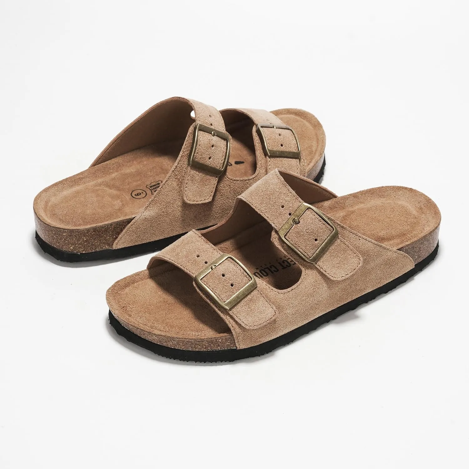Project Cloud Genuine Leather Flat Sandals Women Beach Essentials Womens Sandals Memory Foam Vacation Essentials Slides for Women Footwear (Venita)