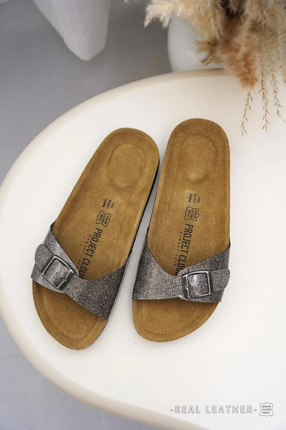Project Cloud Genuine Leather Womens Sandals - Memory Foam Beach Essentials Womens Slippers - Perfect Summer Sandals for Women 2025 (Bahama)