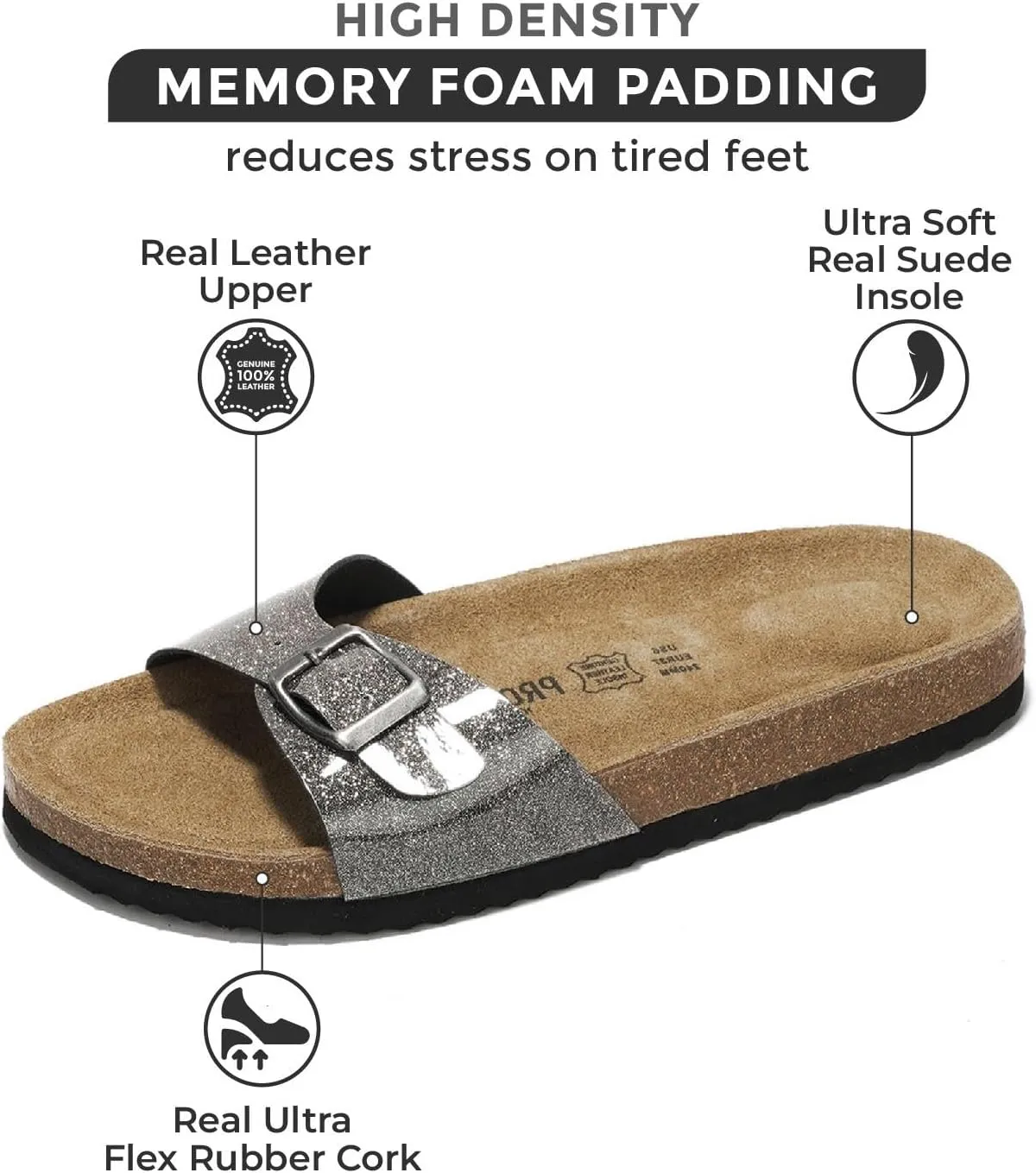 Project Cloud Genuine Leather Womens Sandals - Memory Foam Beach Essentials Womens Slippers - Perfect Summer Sandals for Women 2025 (Bahama)