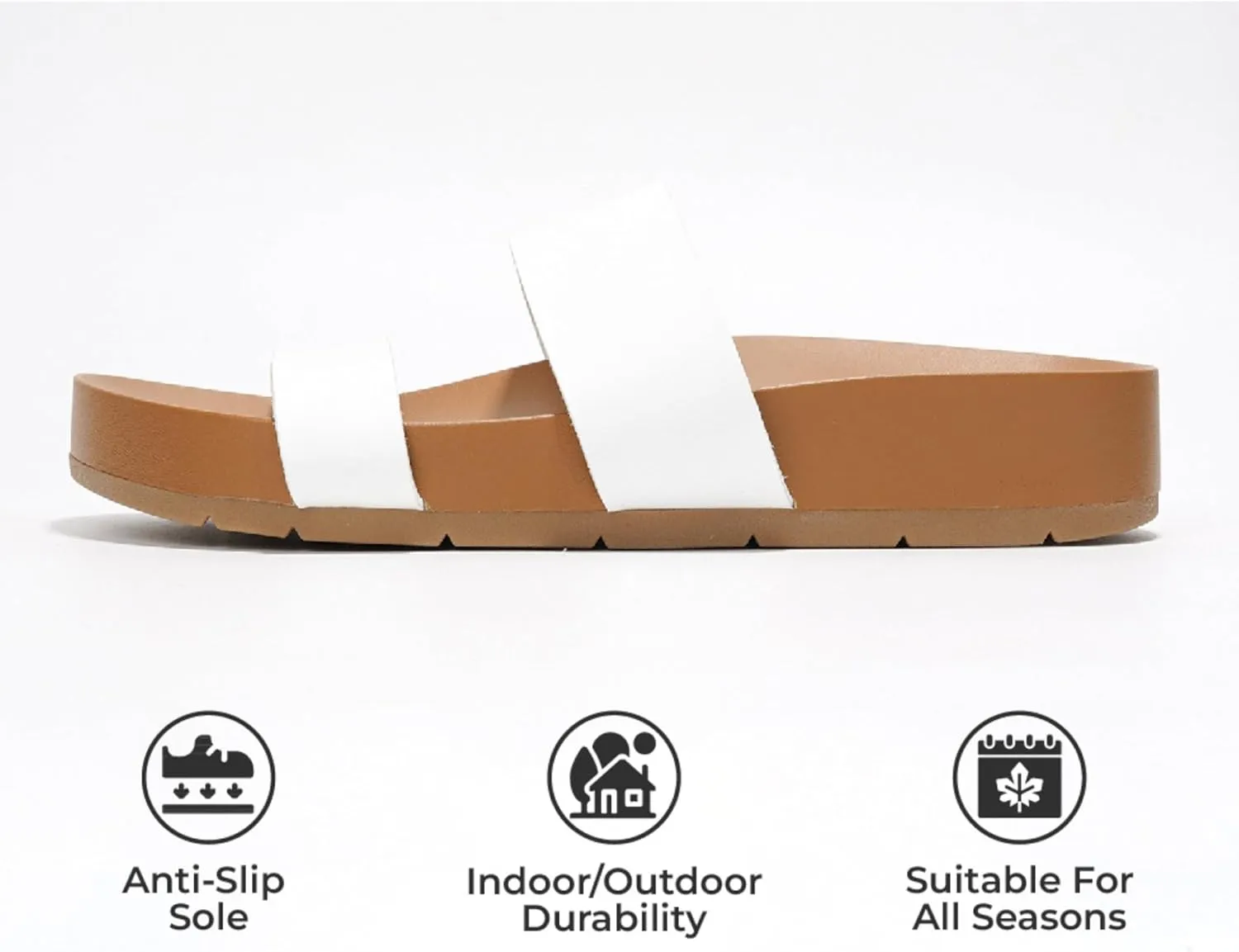 Project Cloud Memory Foam Slide Sandals Women Footwear - Lightweight Two-strap and Non-Slip Vegan Leather Platform Slides - Summer Sandals for Women 2025 (HILLTOP)