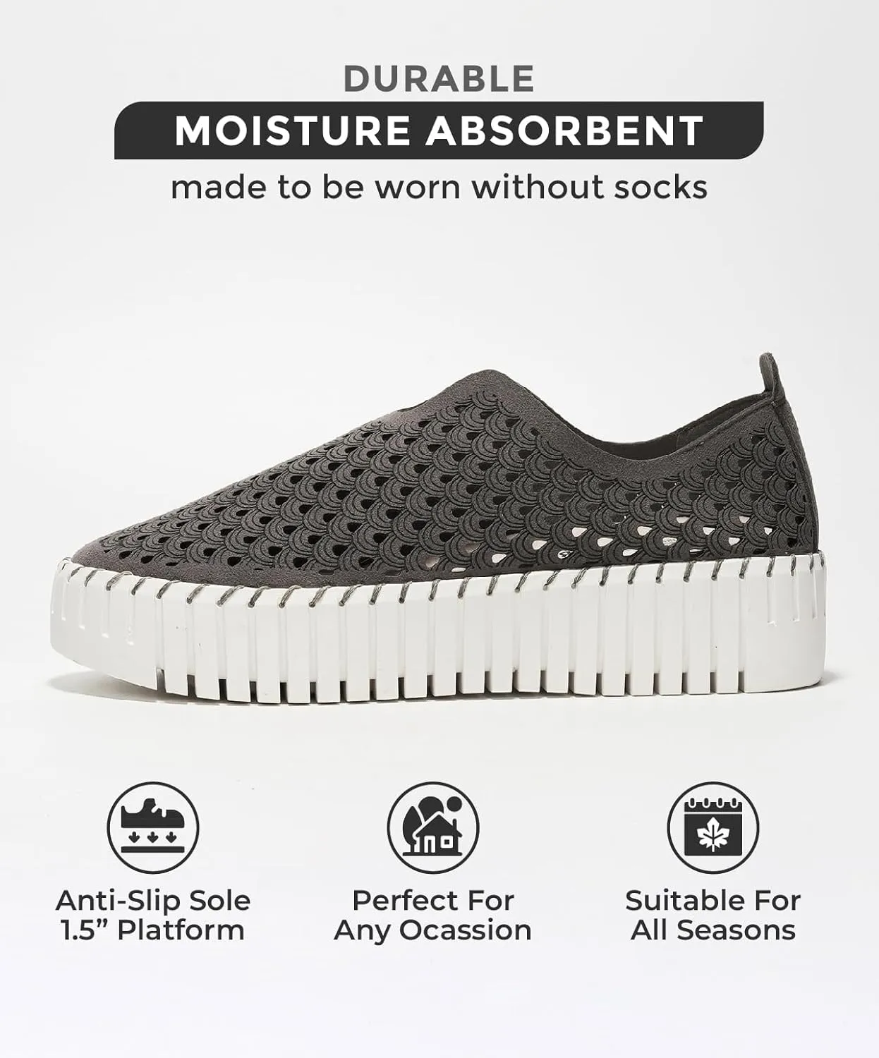 Project Cloud Platform Loafers for Women - Lightweight Spring Shoes for Women - Slip-On Casual Shoes - Non Slip Fashion Sneakers - Leather Insole Womens Footwear (Daffodil)