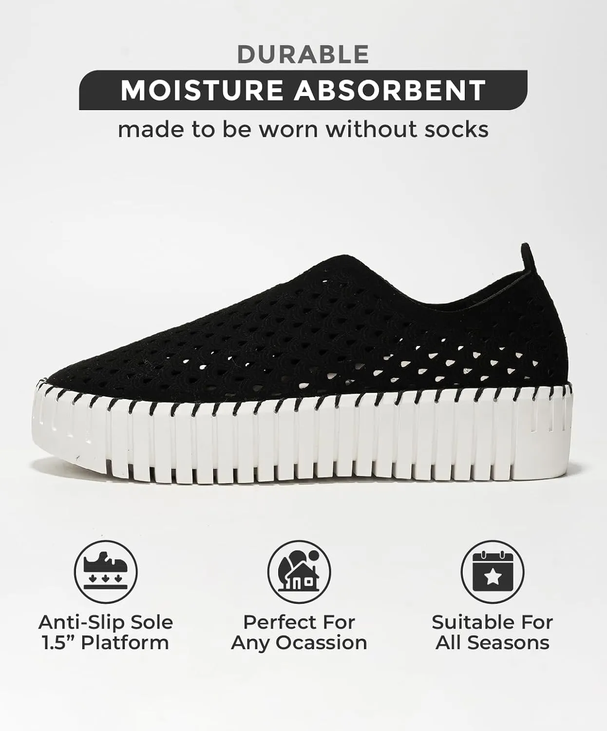 Project Cloud Platform Loafers for Women - Lightweight Spring Shoes for Women - Slip-On Casual Shoes - Non Slip Fashion Sneakers - Leather Insole Womens Footwear (Daffodil)