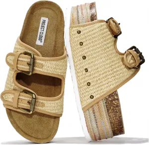 Project Cloud Platform Sandals Women Footwear - Genuine Leather and Durable EVA Sole for Non-Slip and Comfortable Platform - Fashion Summer Sandals for Women 2025 (Oliy)