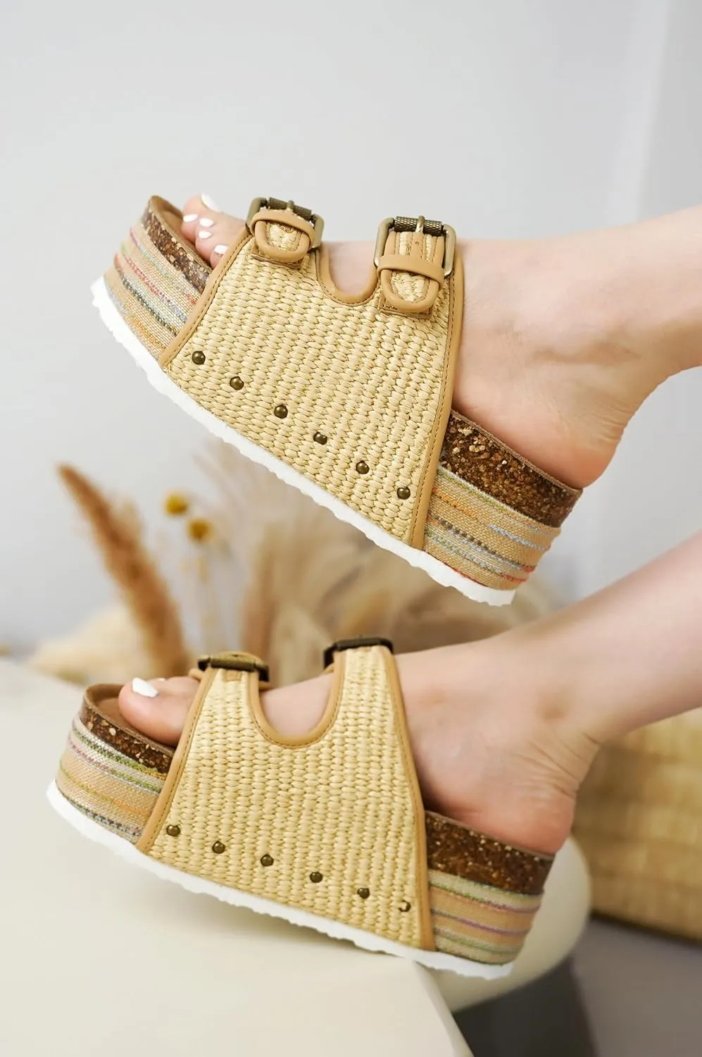 Project Cloud Platform Sandals Women Footwear - Genuine Leather and Durable EVA Sole for Non-Slip and Comfortable Platform - Fashion Summer Sandals for Women 2025 (Oliy)