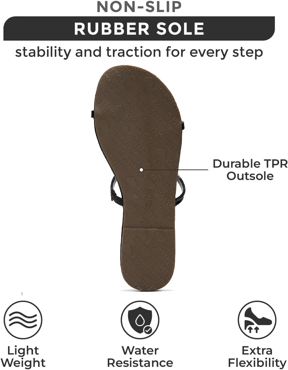 Project Cloud Sandals Women - Memory Foam Flip Flops for Women - Vegan Leather Summer Sandals - Lightweight Slip On Beach Essentials Slides (Transition)