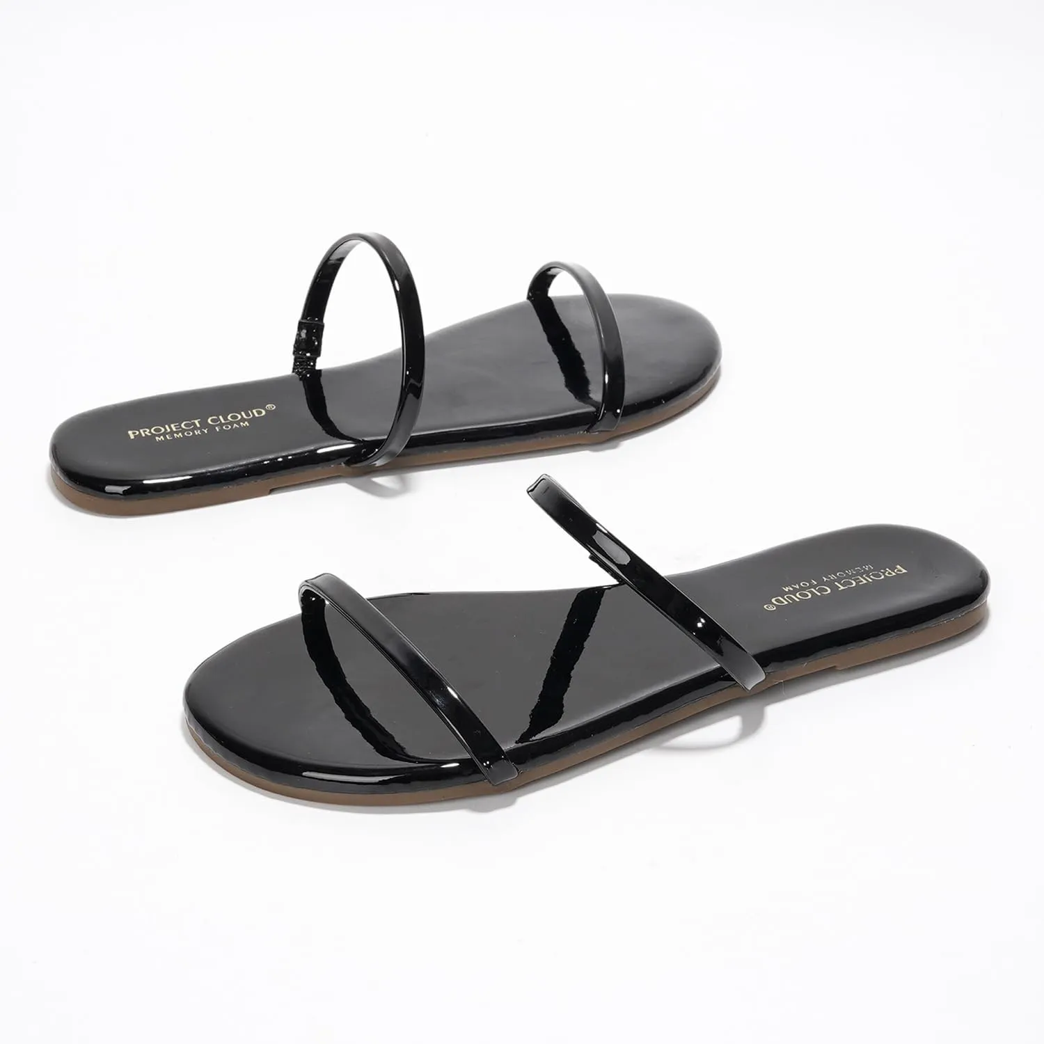 Project Cloud Sandals Women - Memory Foam Flip Flops for Women - Vegan Leather Summer Sandals - Lightweight Slip On Beach Essentials Slides (Transition)