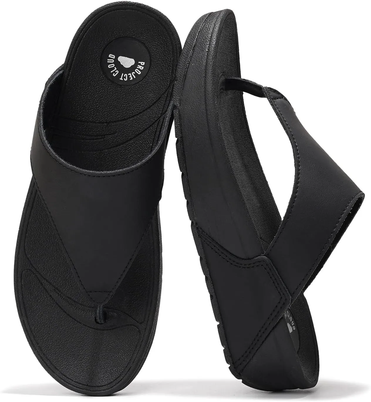 Project Cloud Womens Thong Comfortable Memory Foam Platform Sandals & Flip flops Non Slip Footwear, Leather Sandals for Women 2025 (Arlee)