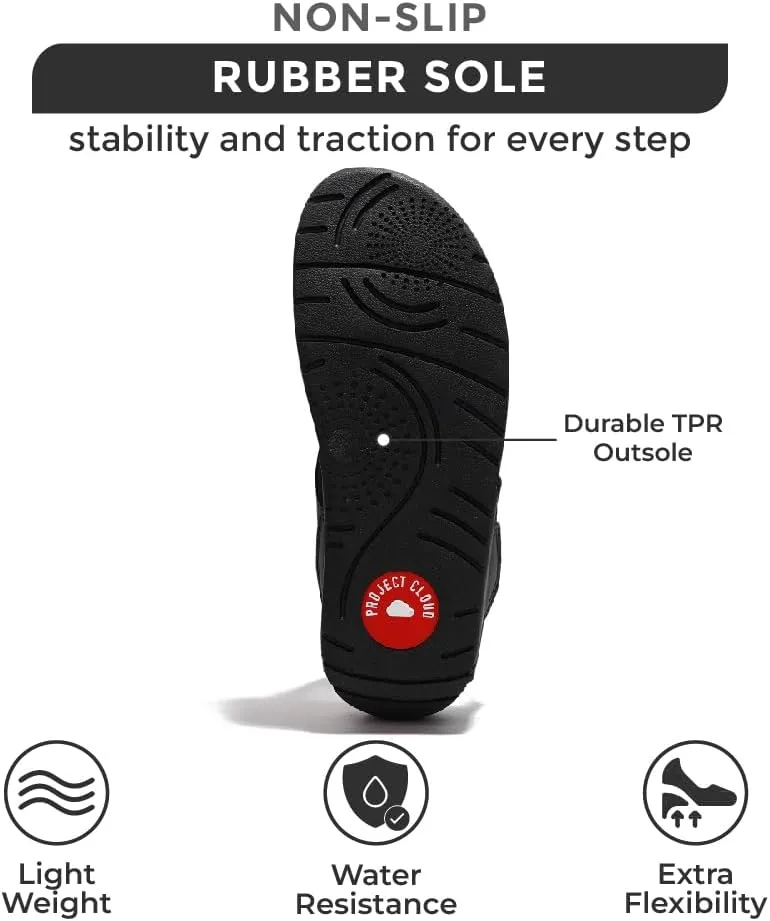 Project Cloud Womens Thong Comfortable Memory Foam Platform Sandals & Flip flops Non Slip Footwear, Leather Sandals for Women 2025 (Arlee)
