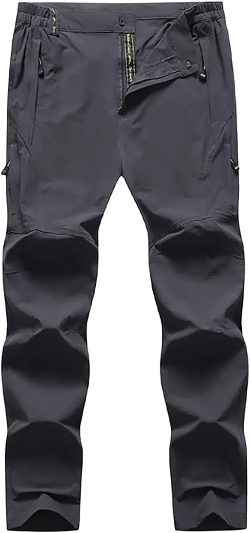 Quick Dry Hiking Cargo Pants Men's Outdoor Casual Workout Strech Breathable Pant with Multi-Pocket (No Belt)
