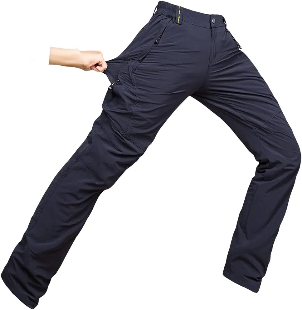 Quick Dry Hiking Cargo Pants Men's Outdoor Casual Workout Strech Breathable Pant with Multi-Pocket (No Belt)
