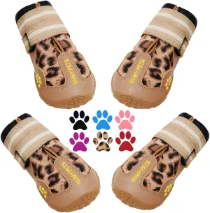 QUMY Dog Shoes for Large Dogs, Medium Dog Boots & Paw Protectors for Winter Snow Day, Summer Hot Pavement, Water-Resistant in Rain Weather, Outdoor Walking, Indoor Hardfloors Skid-Resistant Sole