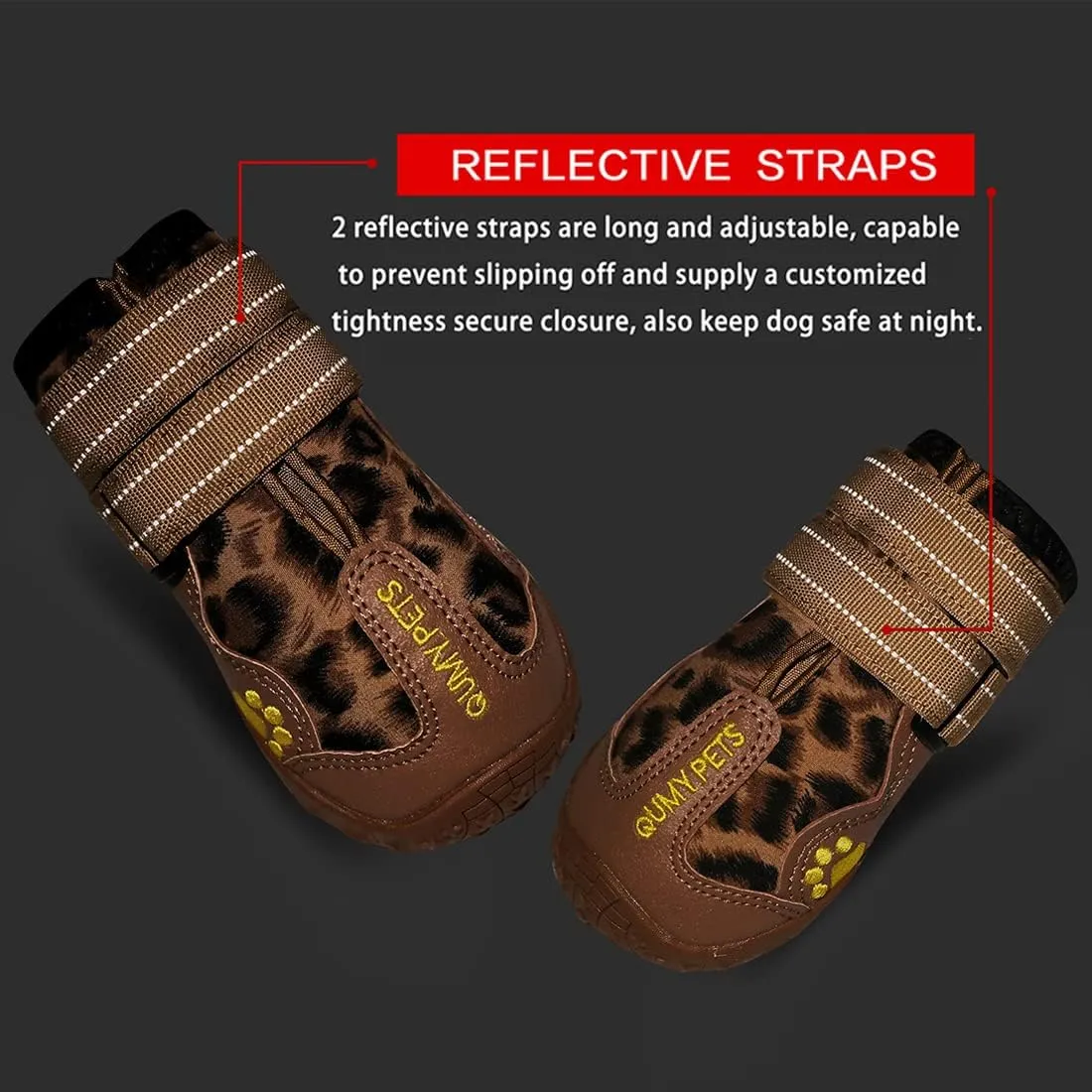 QUMY Dog Shoes for Large Dogs, Medium Dog Boots & Paw Protectors for Winter Snow Day, Summer Hot Pavement, Water-Resistant in Rain Weather, Outdoor Walking, Indoor Hardfloors Skid-Resistant Sole