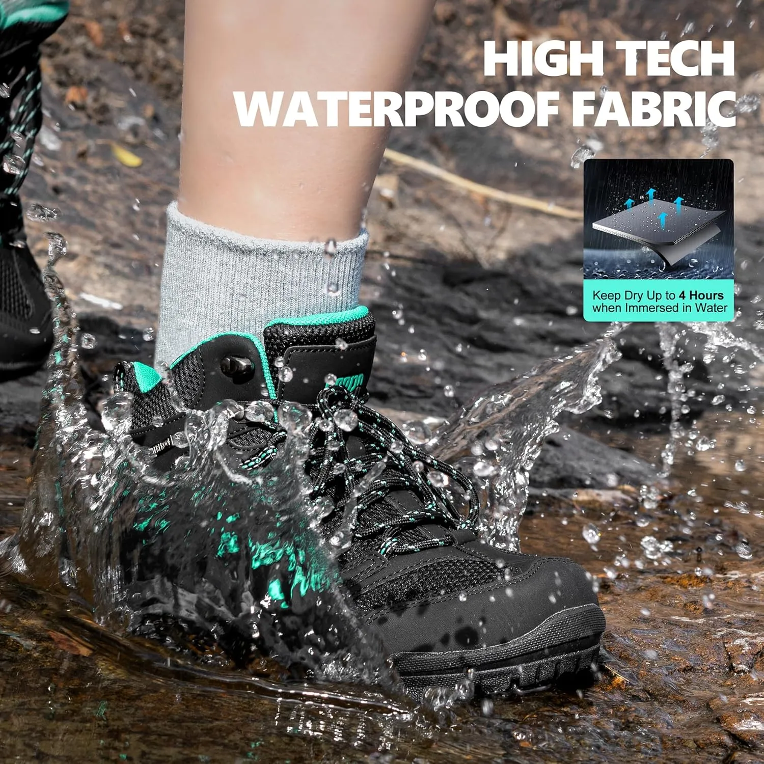 R CORD Hiking Boots Women Waterproof Womens Hiking Boots Comfortable Non-Slip Womens Hiking Shoes Walking Trekking Camping Tennis Sport Sneakers