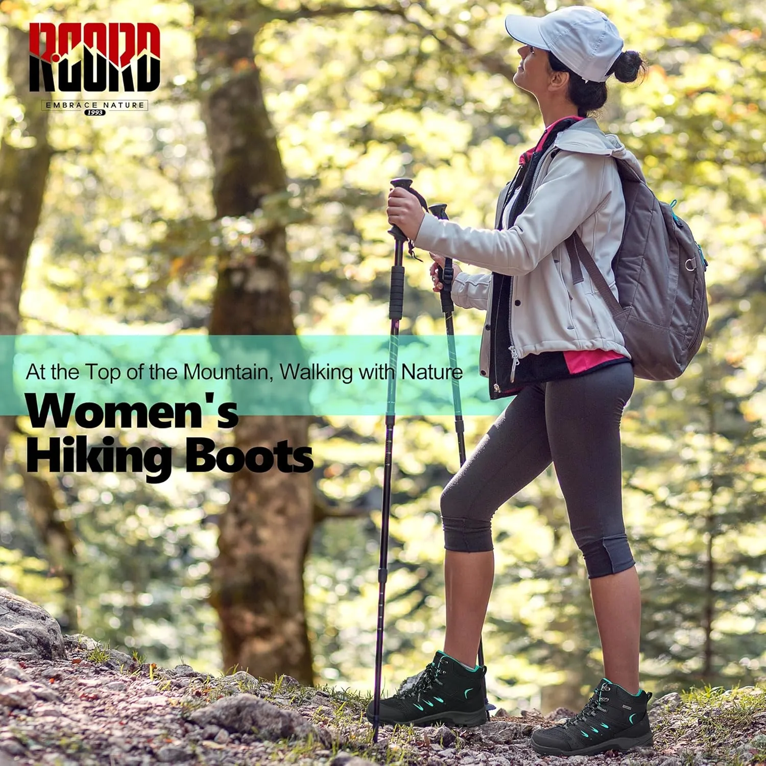 R CORD Hiking Boots Women Waterproof Womens Hiking Boots Comfortable Non-Slip Womens Hiking Shoes Walking Trekking Camping Tennis Sport Sneakers
