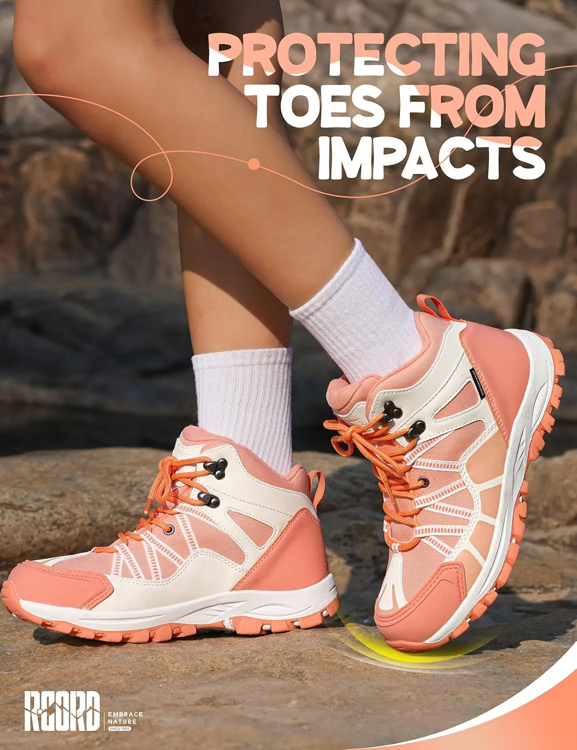 R CORD Kids Hiking Boots Waterproof Outdoor Ankle Boots Anti-Slip Walking Shoes Hiking Shoes for Camping