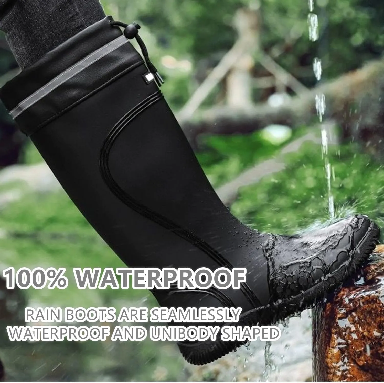 Rain Boots for Men Waterproof Mens Knee High with PVC Rubber Boots Mens Mud Boots, Comfort Lightweight Gardening Fishing Shoes for Yard Farm Outdoor Work