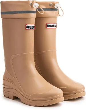 Rain Boots for Women and Waterproof Garden Shoes, Anti-Slipping Mid Calf Rubber Boots Lightweight Work Tall Fishing Boots for Outdoor